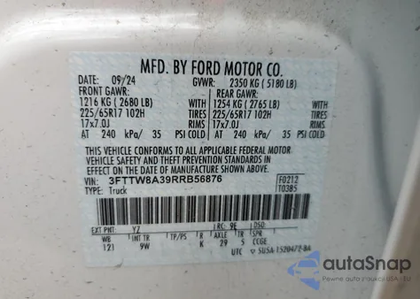 2024 Ford Maverick Xl from USA, damaged, VIN 3FTTW8A39RRB56876